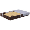 Kids Sandbox with Cover, 4 Corner Seats, Bottom Liner for Backyard, Garden, Outdoor, 73" x 47" x 9", Dark Brown