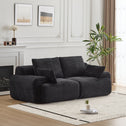 Compressed Sofa 2-Seater Modern Memory Foam Sofa with Pet-Friendly Corduroy Fabric, Two Seater Couch Sectional for Living Room, 84" L x 41" W x 28.5" H, Black
