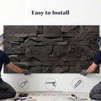 8-Pack 3D Faux Stone Wall Panels, Lightweight Polyurethane Panels for Interior and Exterior Accent Walls, Black