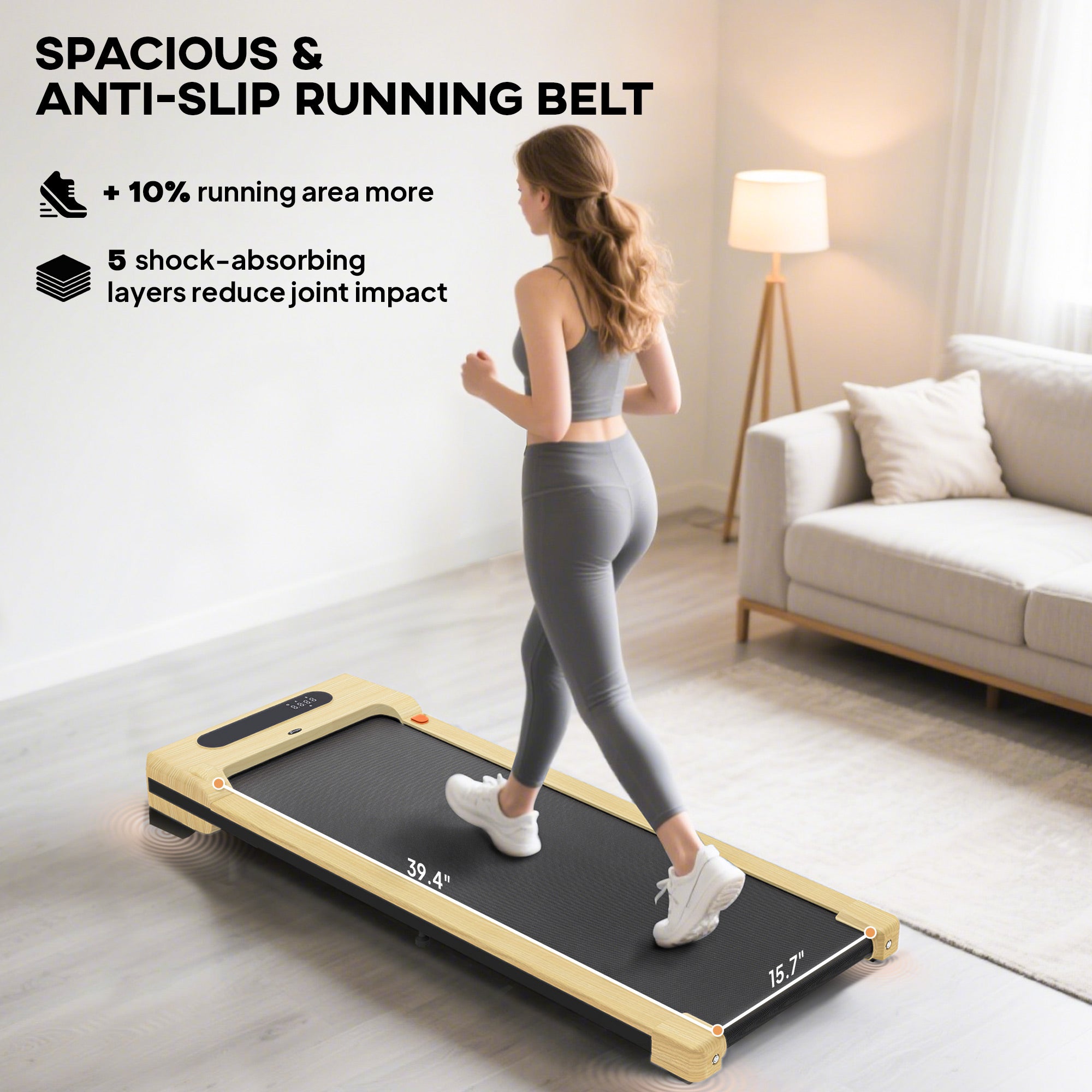 2.5HP Walking Pad, Under Desk Treadmill with Remote Control, Transport Wheels and LED Display for Home Gym Office