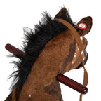 Kids Wooden Plush Ride-On Rocking Horse Chair Toy with Realistic Sounds Dark Brown/White
