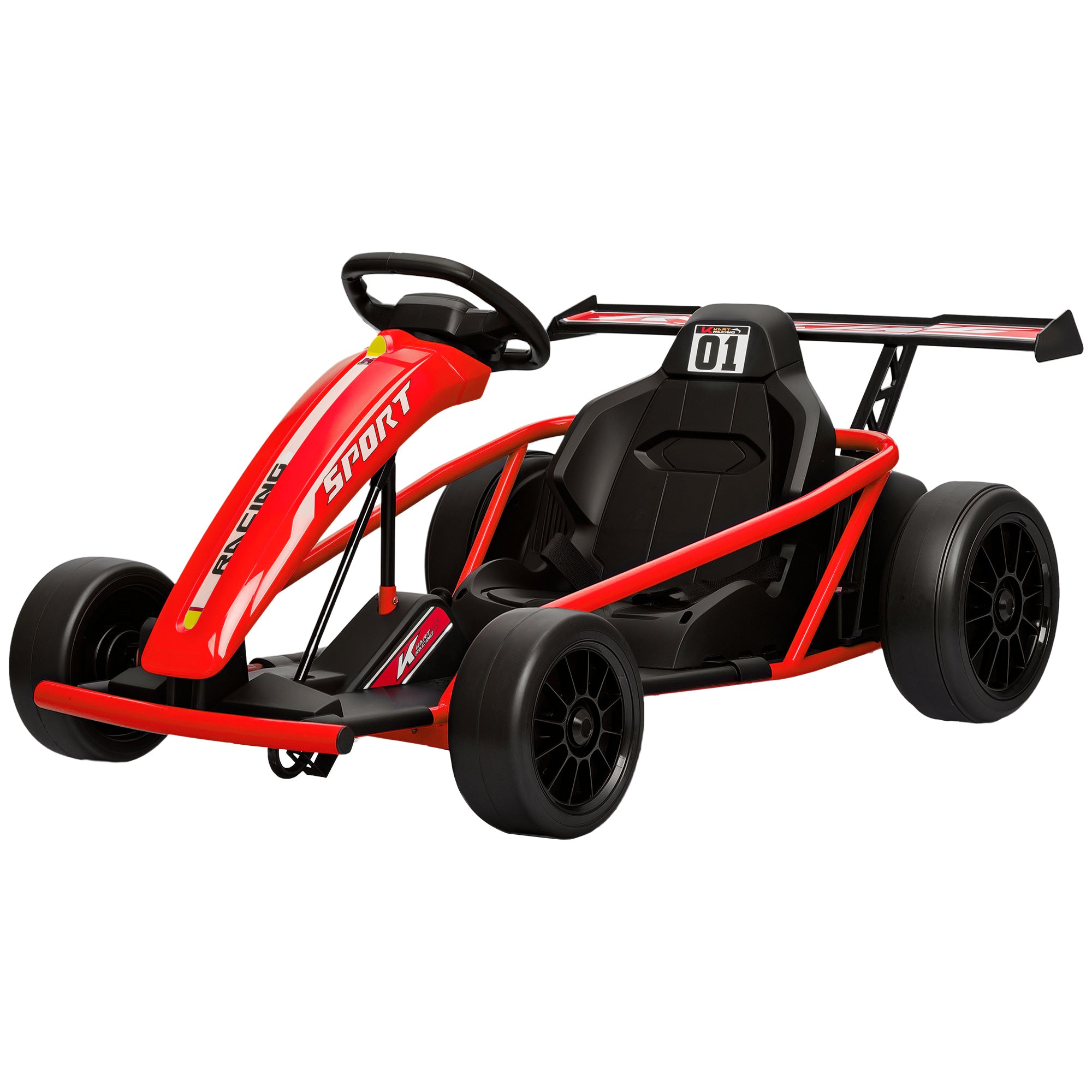 24V 7AH Kids Electric Go Kart, 8.1 MPH Battery Powered Drift Kart with Dual Motors, Soft Start for 8-12 Years, Red