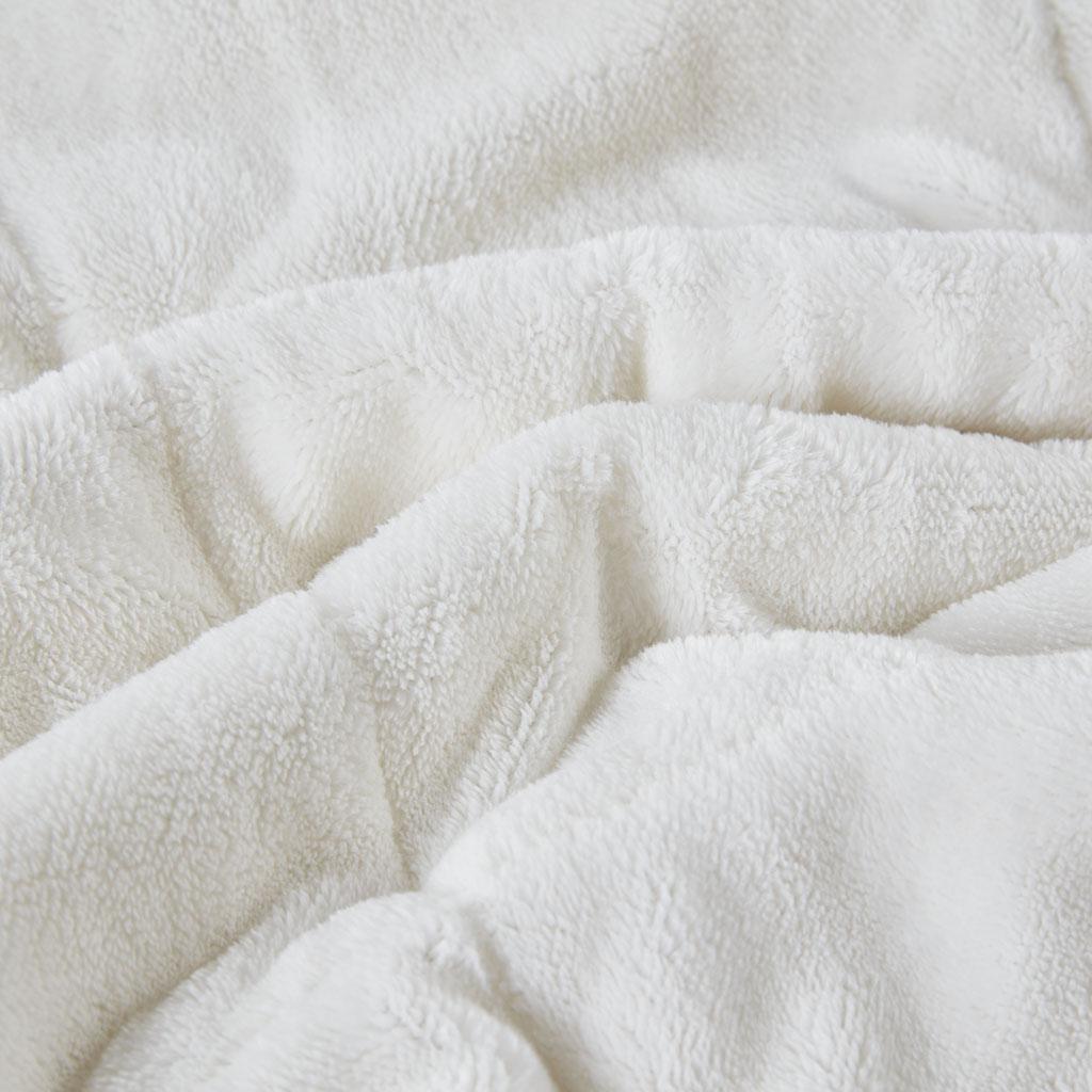 Reversible Smart Temperature Down Alternative Blanket with Plush to Microfiber, OEKO-TEX Certified, for Any Season, 90" L x 90" W x 0.25" H, Ivory