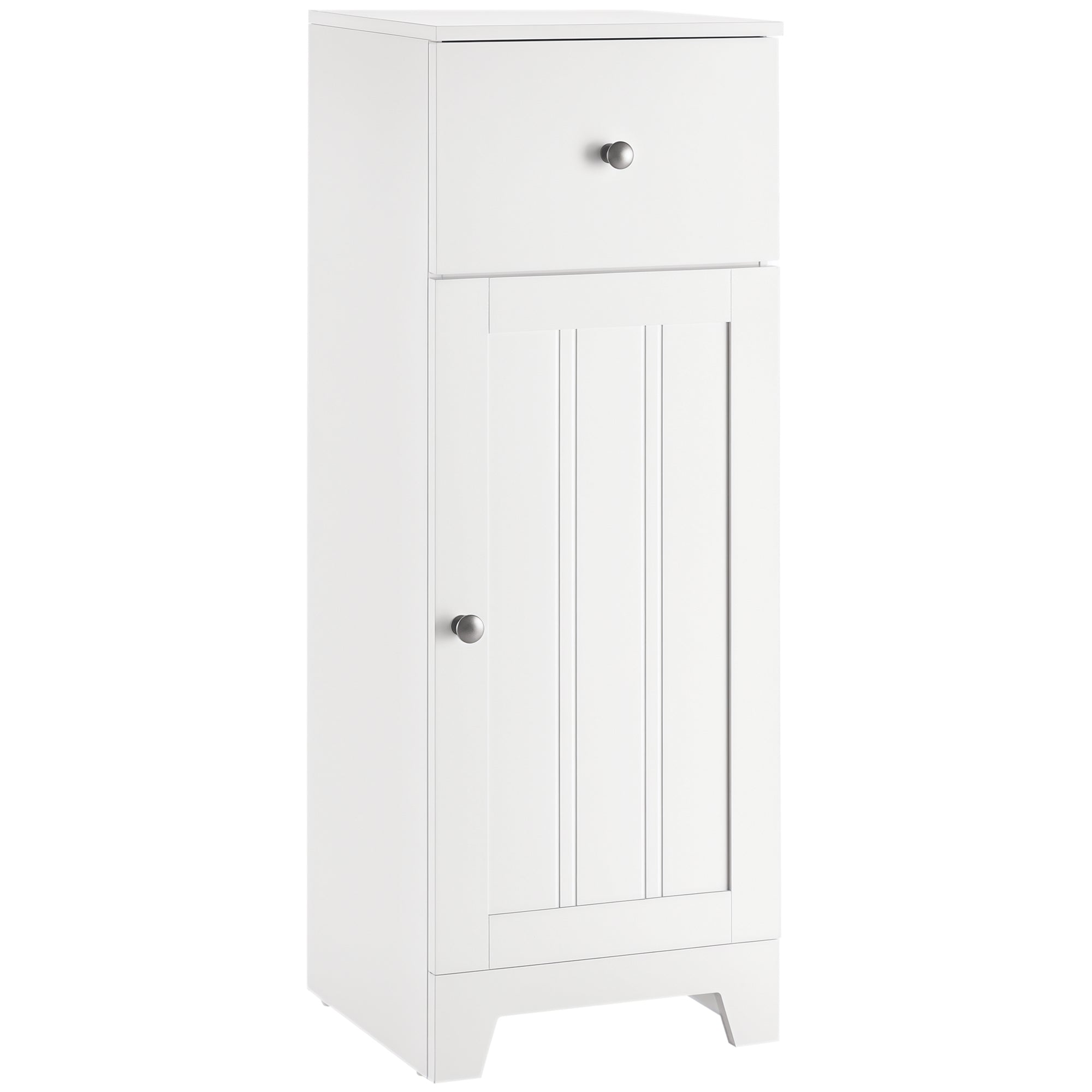 Short Bathroom Storage Cabinet, Cabinet Organizer with 1 Drawer and Adjustable Shelf for Living Room, White