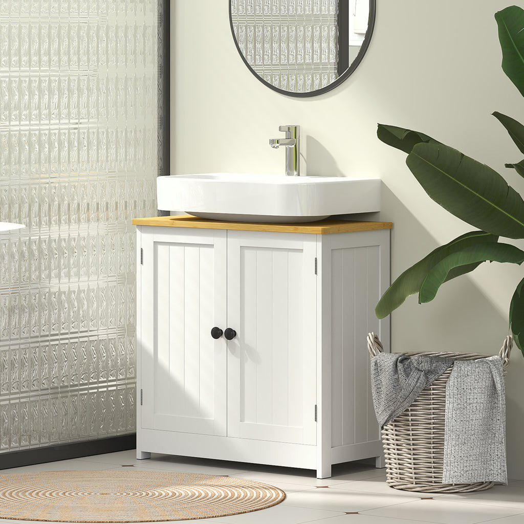 Bathroom Vanities Under Sink Storage Cabinet Cupboard with 2 Doors, 23.5" x 11.75" x 24", White