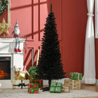 5' Artificial Pencil Christmas Tree, Slim Xmas Tree with 294 Realistic Branch Tips and Plastic Stand, Black