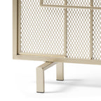 Modern Iron Fire Screen with Single Panel Design and Fine Mesh, Geometric Pattern, and Easy Assembly, 41" L x 8" W x 30.75" H, Gold