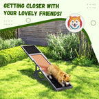 Wooden Dog Agility Seesaw for Training and Exercise, Weather Resistant, 83" L x 16" W x 14" H, Gray