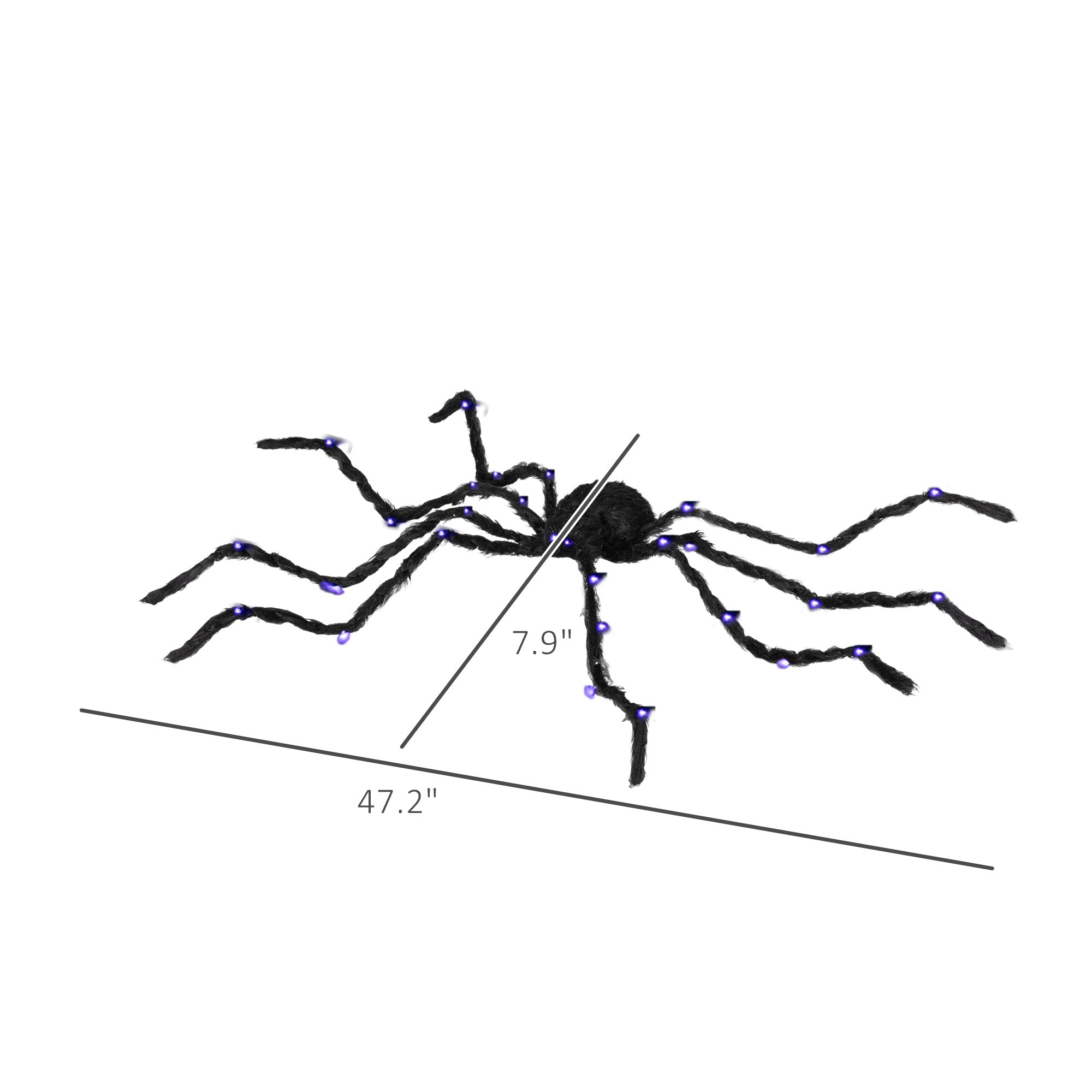 3.25" Halloween Prop Light-up Oversized Spider, Outdoor Halloween Decoration with Light Up Bendable Legs