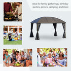 10' x 13' Hardtop Gazebo with Curtains, Netting, Pavilion with Steel Roof Ceiling Hook for Garden Patio, Gray