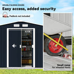 9' x 6' Outdoor Storage Shed, Garden Tool Metal Shed with Foundation Kit, Dark Gray