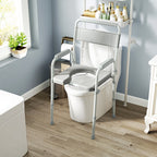 Bedside Commode Chair for Seniors, Adults, Handicap, Raised Toilet Seat with Arm, Adjustable Height, 331 lbs, Gray