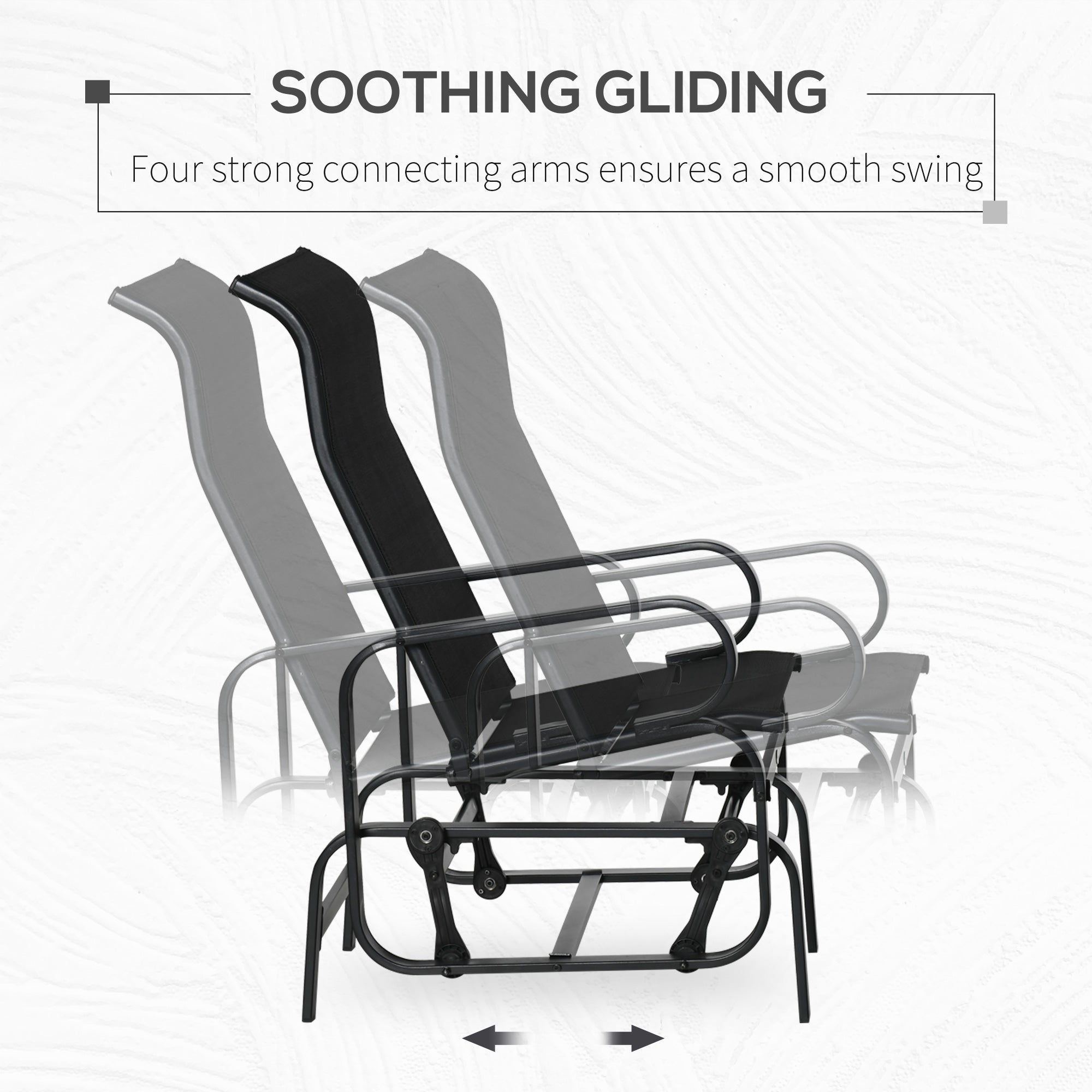 Outdoor Patio Sling Fabric Swing Glider Rocker Chair with Smooth Rocking Arms, Black