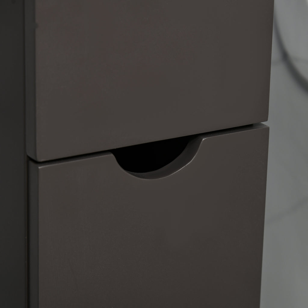 54" Tall Bathroom Storage Cabinet, Freestanding Linen Tower with 2-Tier Shelf and Drawers, Narrow Side Floor Organizer, Brown
