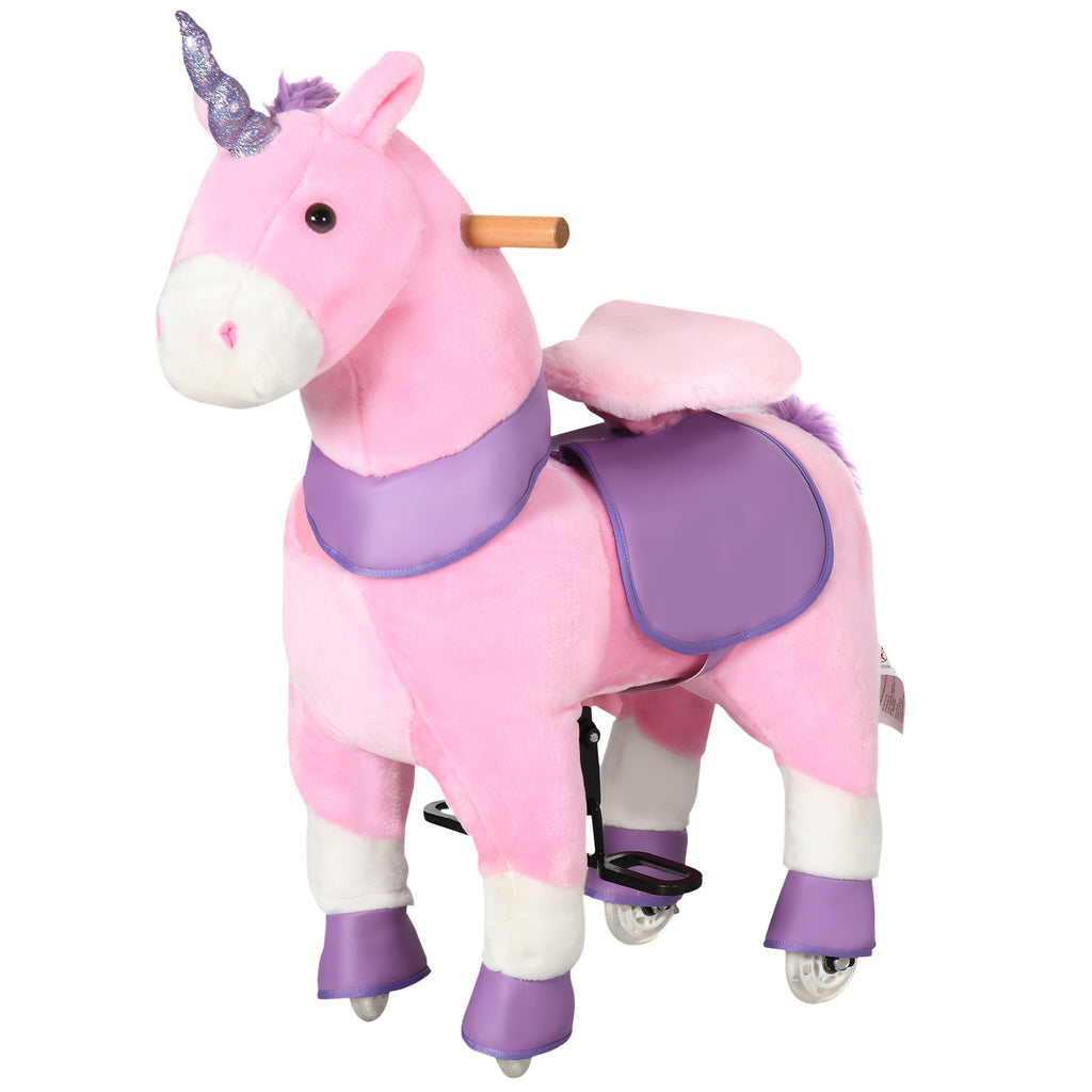 Ride On Real Walking Unicorn with Sparkly Horn, Soft Plush Ride On Rocking Horse Bearing 176lbs, Imaginative Interactive Toy for Kids, Unicorn Gifts