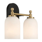 Vortex Two Lights Vanity Wall Sconce with White Frosted Glass, Traditional Style for Over Bathroom Mirror, 10.5" L x 5.5" W x 10" H, Gold+White