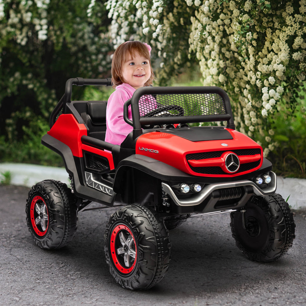Licensed Unimog 12V Kids Ride on Truck with Remote Control, Battery Powered Electric Car with Spring Suspension, LED Light, Horn, Music, Red