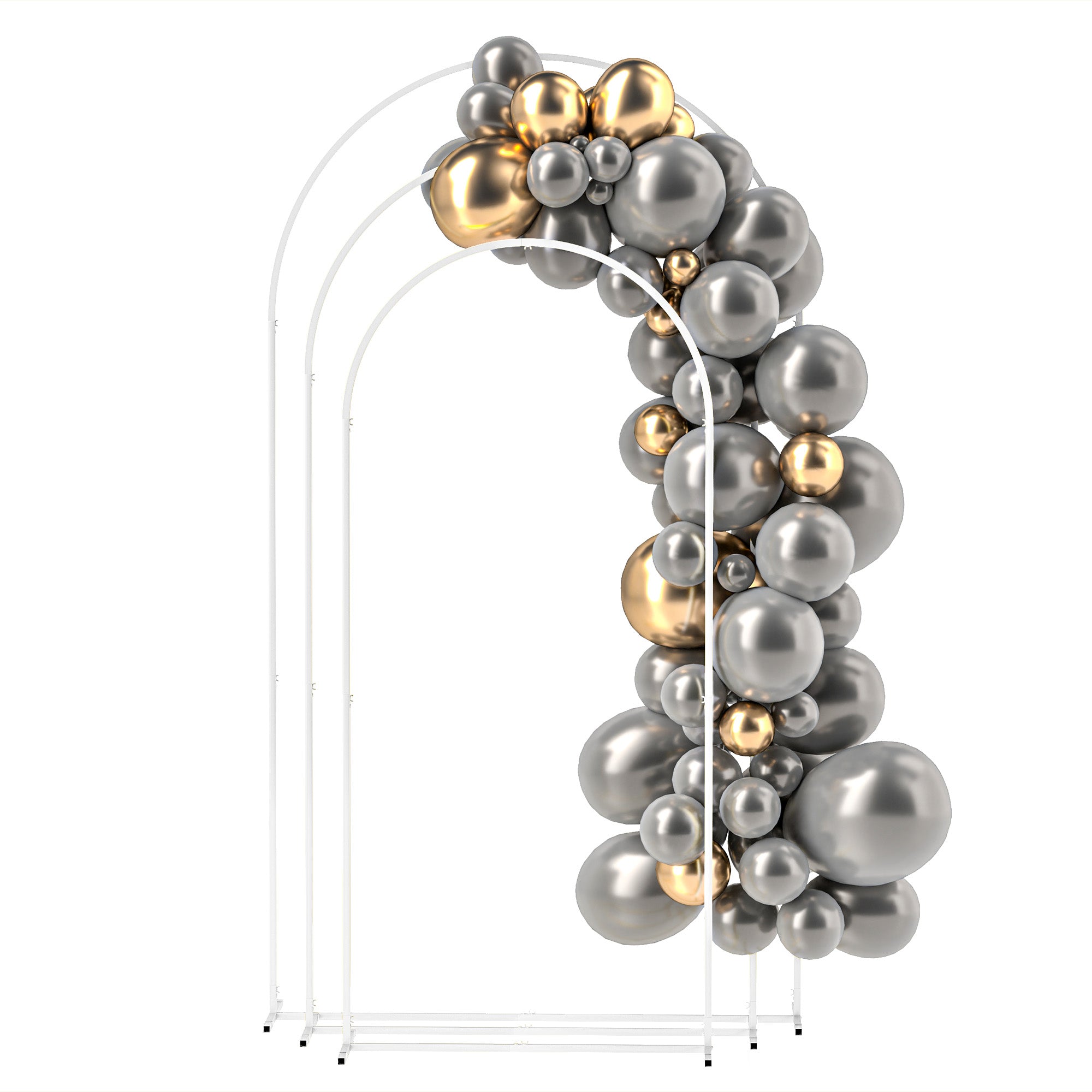 Metal Arch Backdrop Stand Set of 3, 7/6.5/6 ft Wedding Arch Frame, Balloon Backdrop Arch Stand Set for Birthday Party, Bridal Shower, Graduation, Ceremony, Banquet Decorations, White