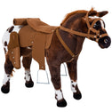 Sound-Making Ride On Horse for Toddlers 3-5, with Neighing and Galloping Sound, Stuffed Animal Horse Toy for Kids with Padding, Soft Feel, Brown