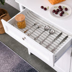 Kitchen Buffet Hutch Cabinet, Freestanding Kitchen Pantry Storage Cabinet Cupboard with Framed Glass Door, Drawer and Microwave Space, White