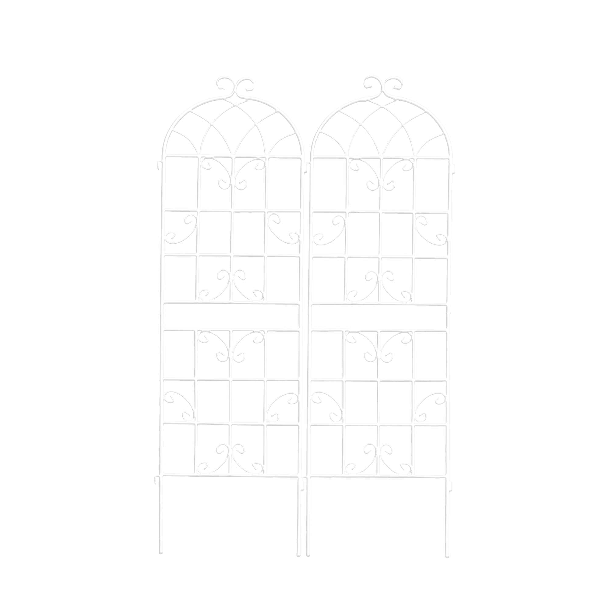 2 Pack Rustproof Metal Garden Flower Trellis with Easy Assembly, Outdoor Climbing Plant Support, 40" L x 71" H, Cream White