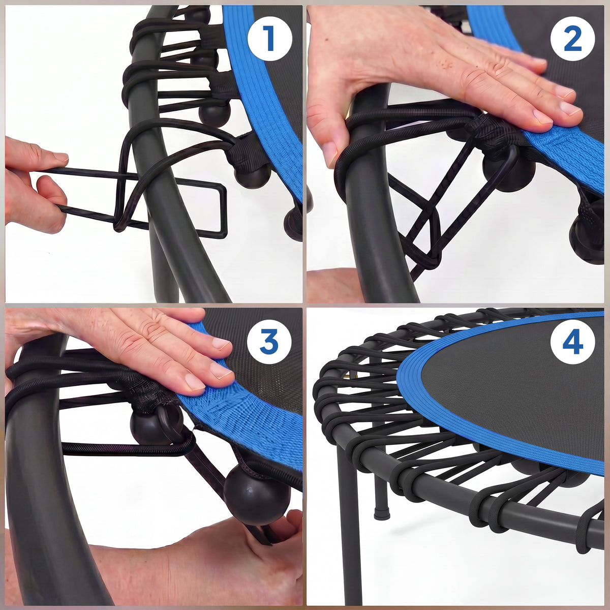 48" Rebounder Trampoline for Adults, Foldable Mini Trampoline with Adjustable Handle Bar for Indoor Outdoor, Blue