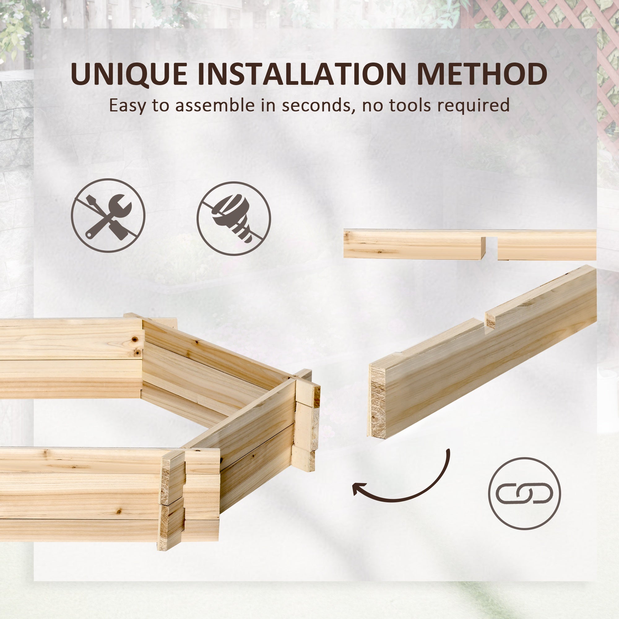 39'' x 36'' Screwless Raised Garden Bed, Hexagon Planter Box DIY Herb Garden