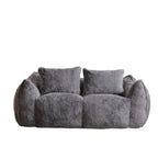 Bean Bag Sofa with High-Density Foam and Faux Fur Fabric, Compressed Sofa Oversized Fluffy Loveseat for Adults, 75" L x 42.5" W x 28.5" H, Grey