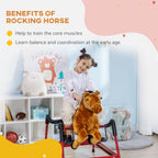 Kids Spring Rocking Horse, Ride on Horse for Girls and Boys with Sounds, Plush Animal Ride-on Toy with Soft Feel, Interactive Toy for Kids, Light Brown