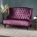 Modern Glam Loveseat Sofa with Velvet Upholstery, Wingback Design, Button-Tufted Diamond Stitch, 50.50" W x 34.00" D x 38.50" H, Raisin