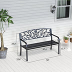 50" Blossoming Pattern Garden Decorative Patio Park Bench with Beautiful Floral Design & Relaxing Comfortable Build