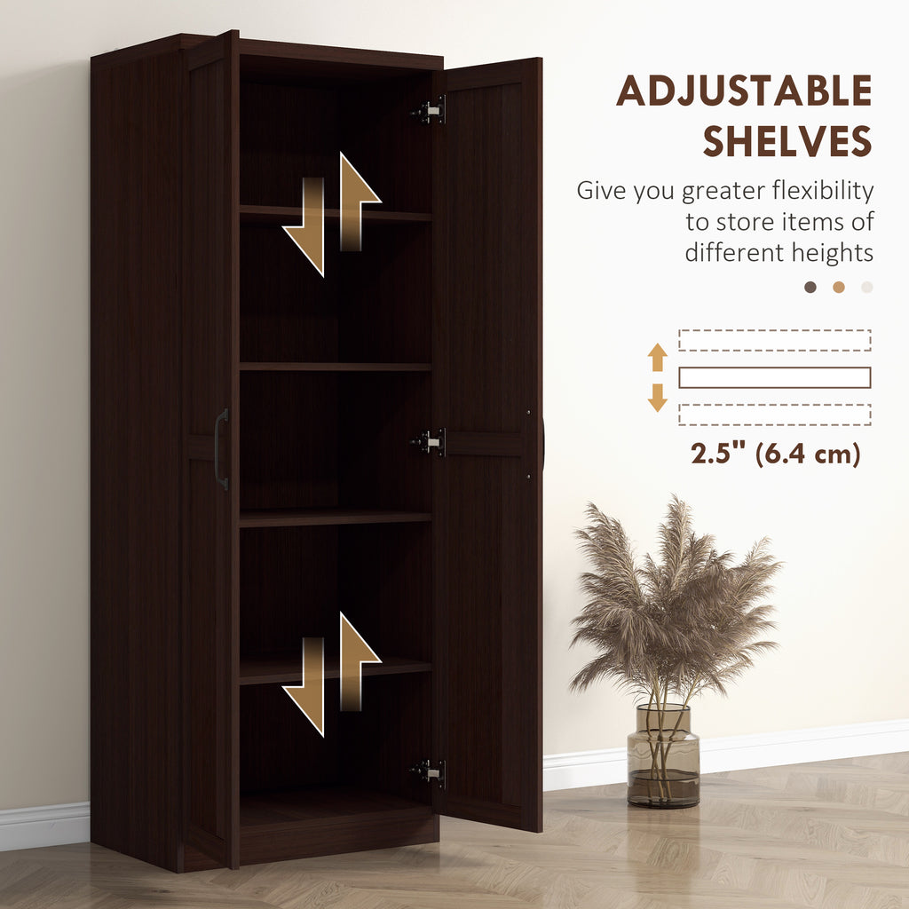 63" 2-Door Kitchen Pantry, Freestanding Cabinet with 2 Adjustable Shelves for Dining Room, Cinnamon Cherry Wood Grain