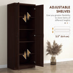 63" 2-Door Kitchen Pantry, Freestanding Cabinet with 2 Adjustable Shelves for Dining Room, Cinnamon Cherry Wood Grain
