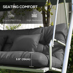 59" Tufted Bench Cushions & Throw Pillows, Replacement Bench Seat Pad, Back & 2 Pillows for Outdoor Furniture, Charcoal