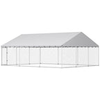 Heavy Duty Outdoor Dog Kennel with Waterproof Roof, 2 Secure Latches, Chain Link Dog Run for Backyard, 20' x 15' x 8'