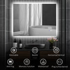 Dimmable Bathroom Mirror with Lights, 37" x 35" Backlit LED Mirror w/ Anti-Fog, Memory & Infinite Color Temperature