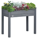 34" Raised Garden Bed, Elevated Wooden Planter Box with Holes for Vegetables, Herb, Flowers for Backyard, Dark Gray