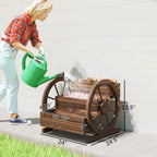 Wooden Wagon Planter Box, 3-Tier Raised Garden Bed, for Vegetables Flowers Herbs, 25" x 24" x 23"