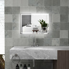 32" x 24" Bathroom Mirror with LED Lights, Dimmable Makeup Mirror, Vanity Mirror with 3 Colors, Smart Touch
