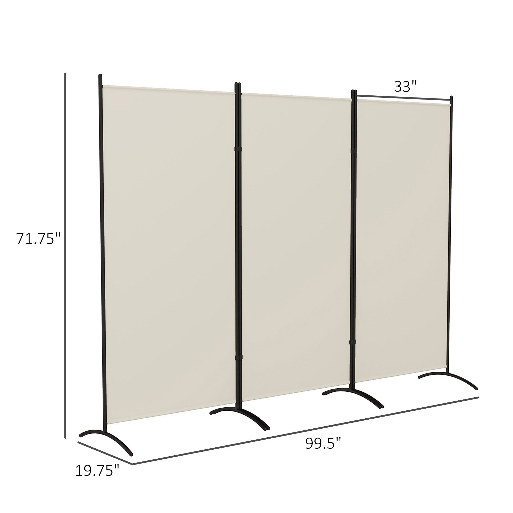 6' 3 Panel Room Divider, Indoor Privacy Screen for Home, Light Gray