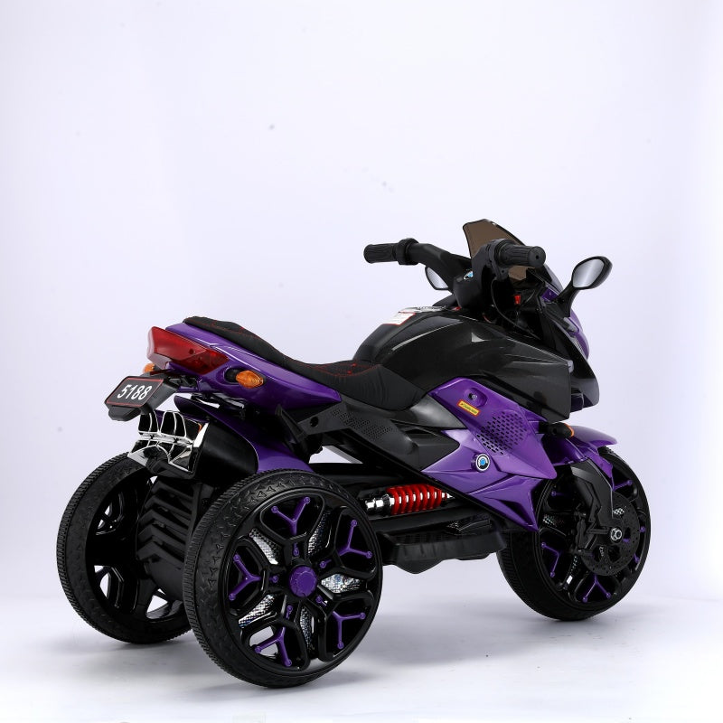 3-Wheel Kids Ride-On Motorcycle with Manual Throttle & Foot Brake, One-Button Start, Motorbike for Ages 3-5, 43.5″ L x 23.5″ W x 29″ H, Purple