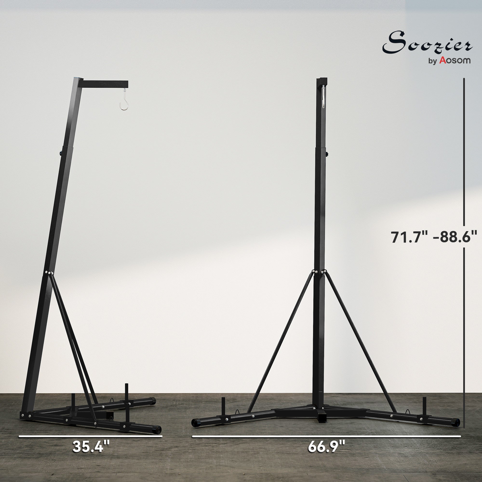 Foldable Punch Bag Stand, Height Adjustable Heavy Bag Stand with Weighted Base, Free Standing for Home Gym, Stand Only