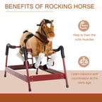 Durable Kids Plush Spring Rocking Horse, Ride On Rocking Horse with Realistic Sounds, Brown
