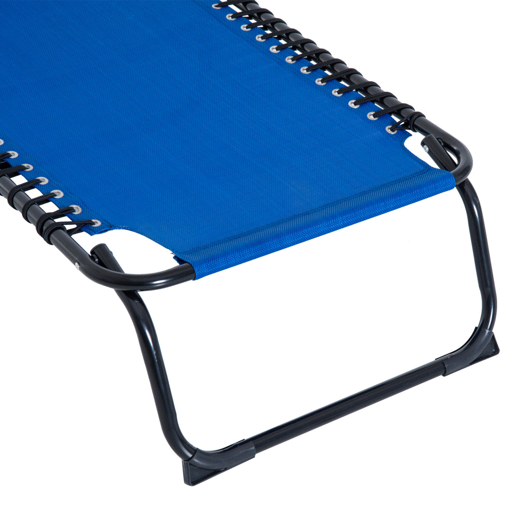 Foldable Chaise Lounge, 4-Position Reclining Back, Trifold Portable design and Breathable Mesh for Poolside,Camping, Hiking - Navy Blue