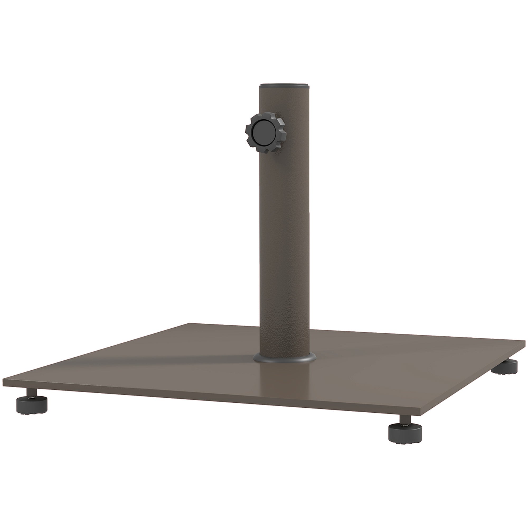 Square Patio Umbrella Base, 29 lbs Metal Umbrella Stand Base with Adjustable Foot Pads, Heavy Duty Patio Umbrella Holder for 1.5"/1.9" Umbrella Poles for Outdoor, Lawn, Poolside, Brown