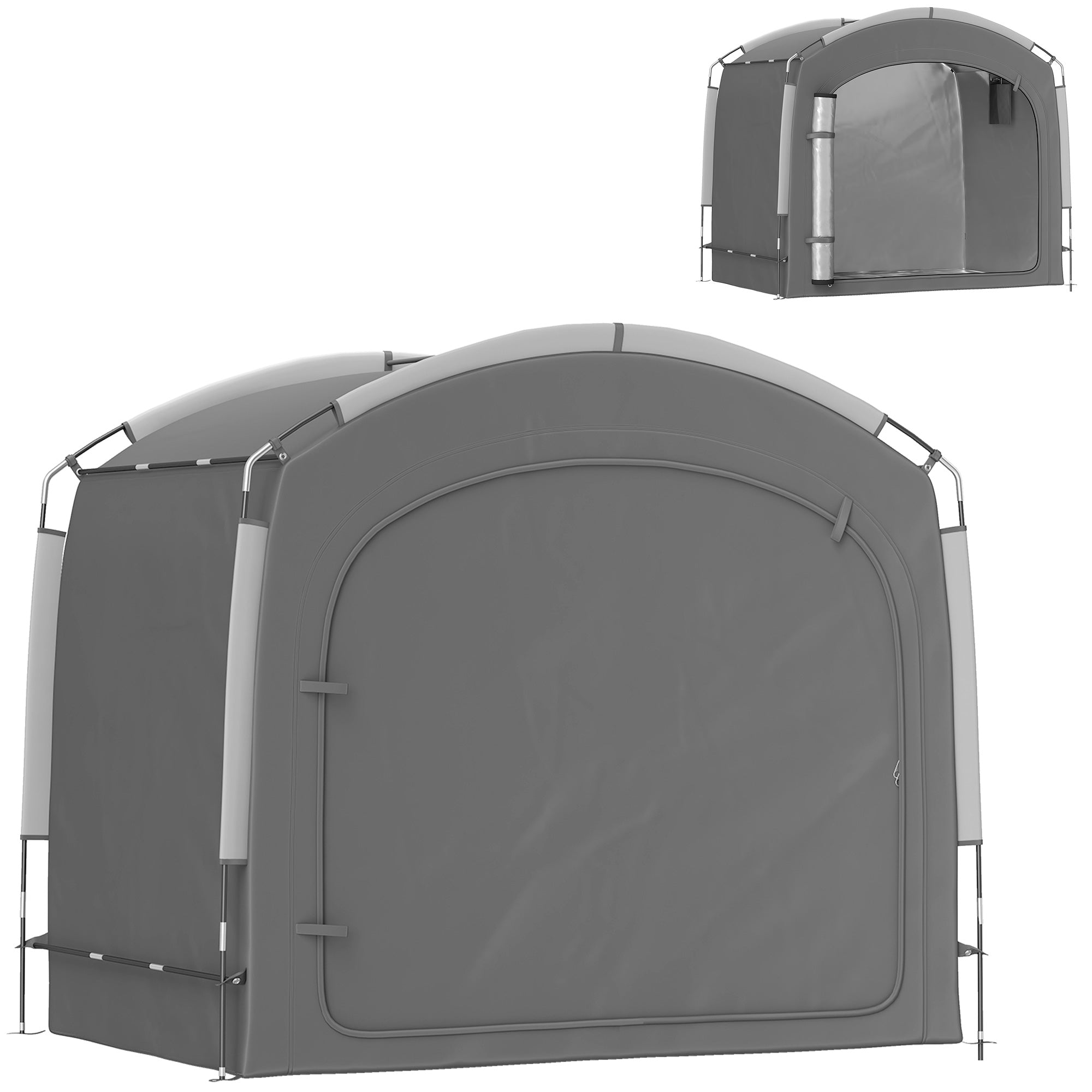 Bike Storage Shed Tent, Portable and Waterproof with 210D Oxford Fabric and Carry Bag for 3-4 Bicycles, Dark Gray