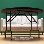 Poker Table Foldable 47" Round Casino Folding Game Table for 8 Players with Cup Holders, Green