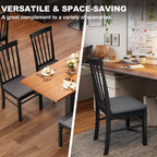 Wooden Dining Chairs Set of 4, Farmhouse Upholstered Kitchen Chairs with Rubber Wood Frame, Black and Gray