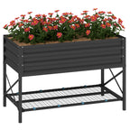 Galvanized Raised Garden Bed, Metal Planter Box with Legs, Storage Shelf and Bed Liner, Dark Gray