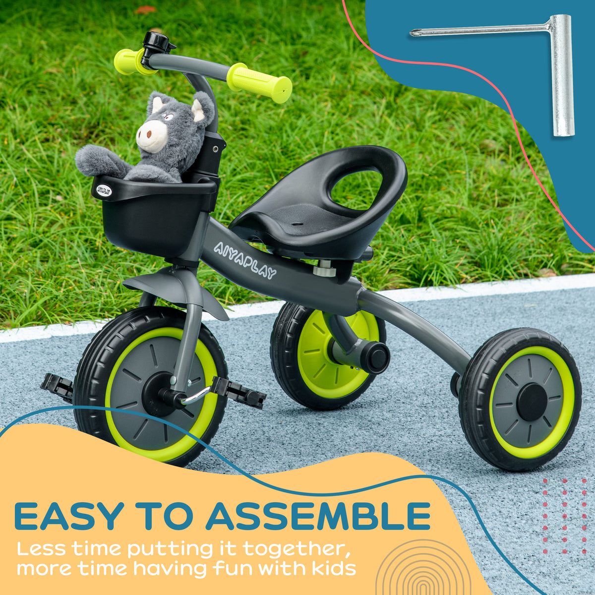 Tricycle for Kids Age 2-5, Toddler Bike for Children, Yellow
